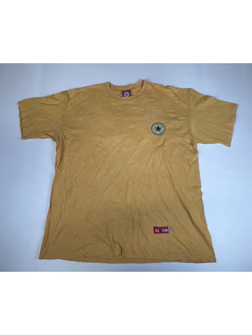 Vintage Converse Chuck Taylor All Star Men XL Yellow Made in USA Graphic T-Shirt